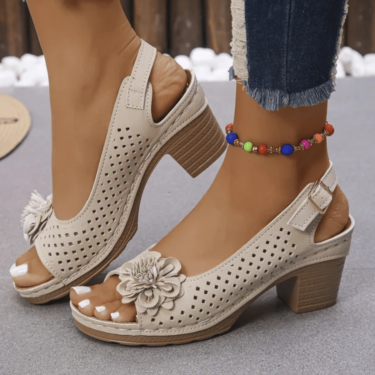 🔥Las más vendidas🔥 Sandalias Ortopédicas de tacón cuadrado con hebilla para mujer