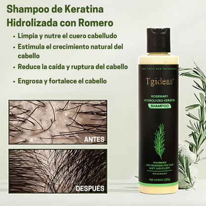 Keratina + Romero + Ortiga + Biotina - Champú Nutritivo para Crecimiento de Cabello (220 ml)
