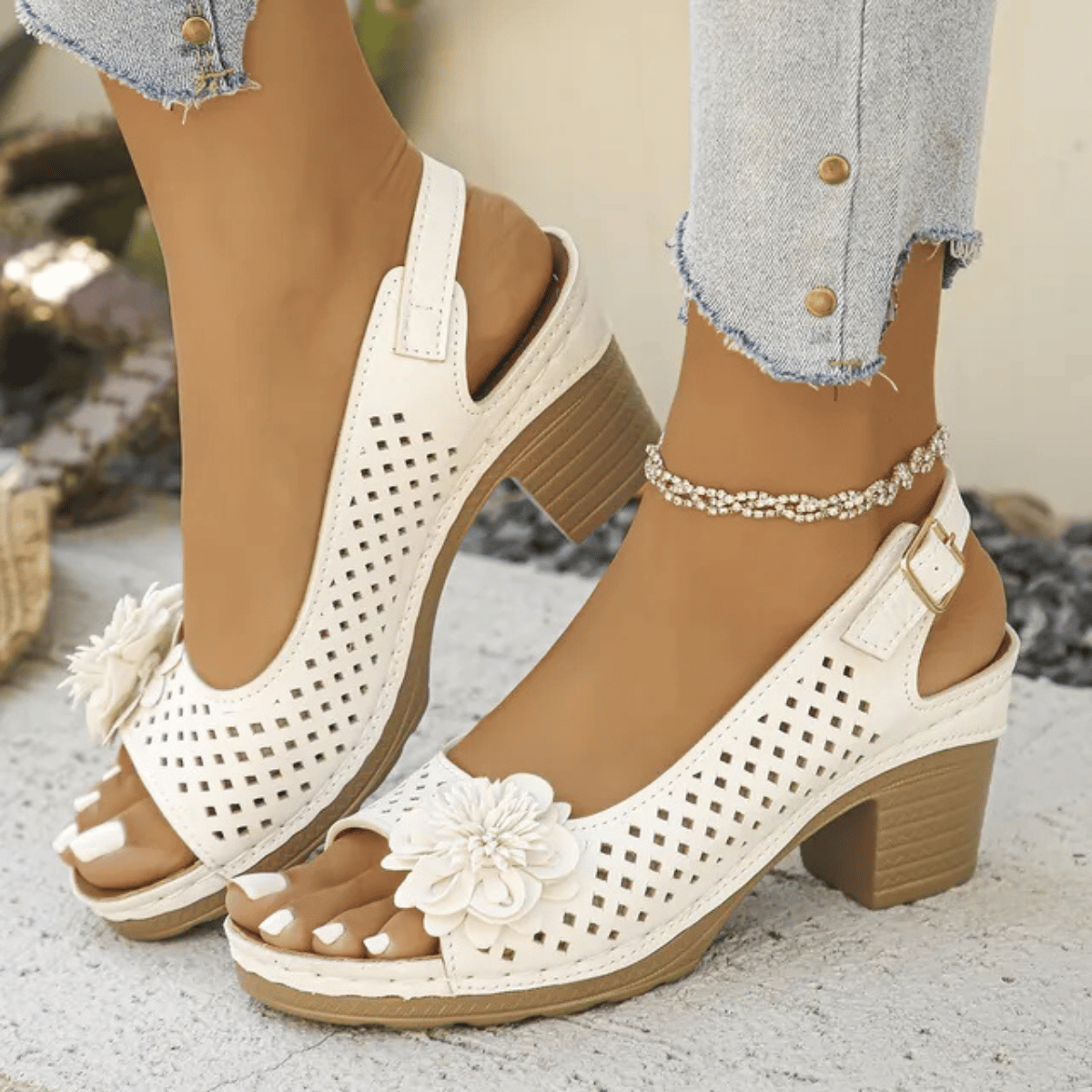 🔥Las más vendidas🔥 Sandalias Ortopédicas de tacón cuadrado con hebilla para mujer