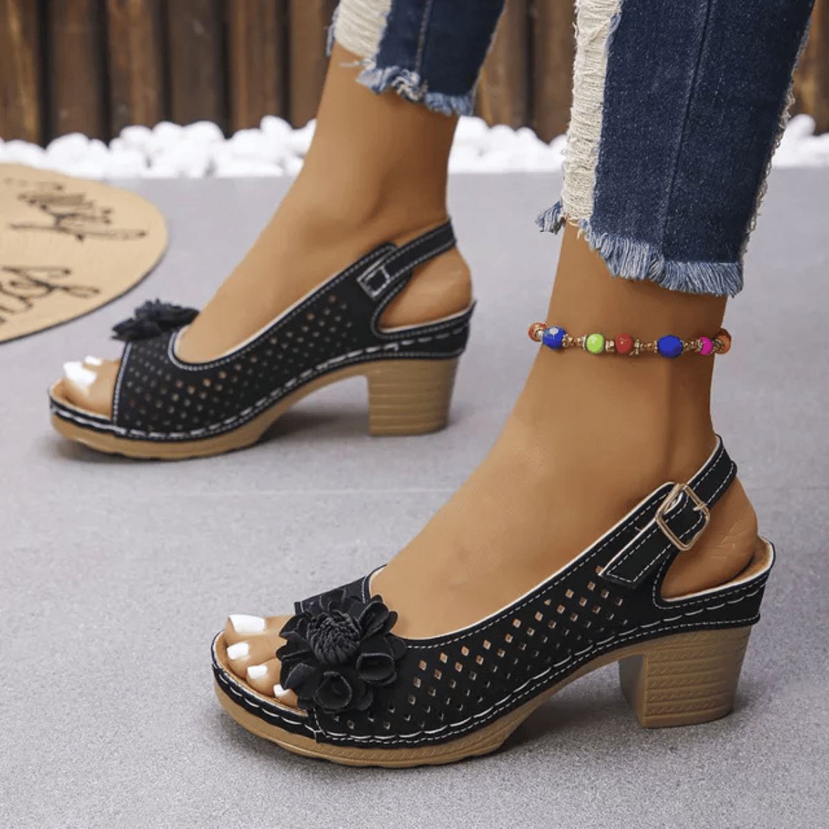 🔥Las más vendidas🔥 Sandalias Ortopédicas de tacón cuadrado con hebilla para mujer