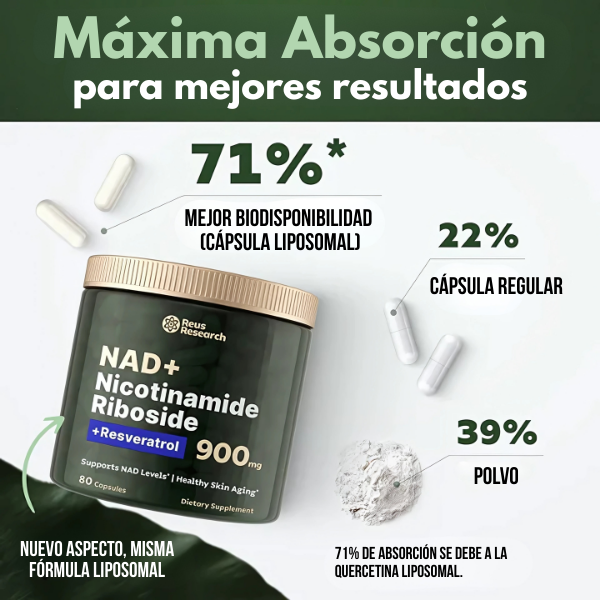 💊NAD + Resveratrol - Cápsulas de Reparación Celular Antienvejecimiento y Energía Extra.